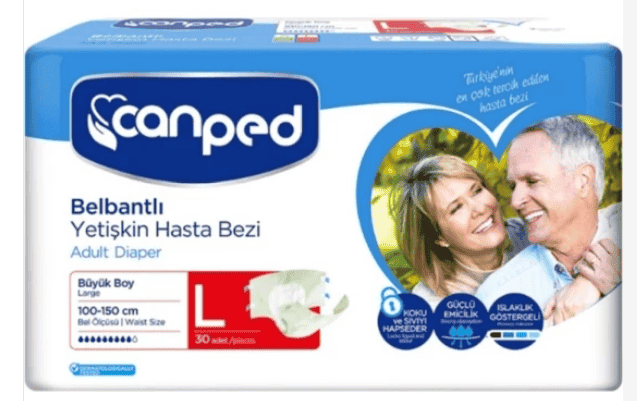 Canped Belbantlı Yetişkin Hasta Bezi Beden L 30 Adet