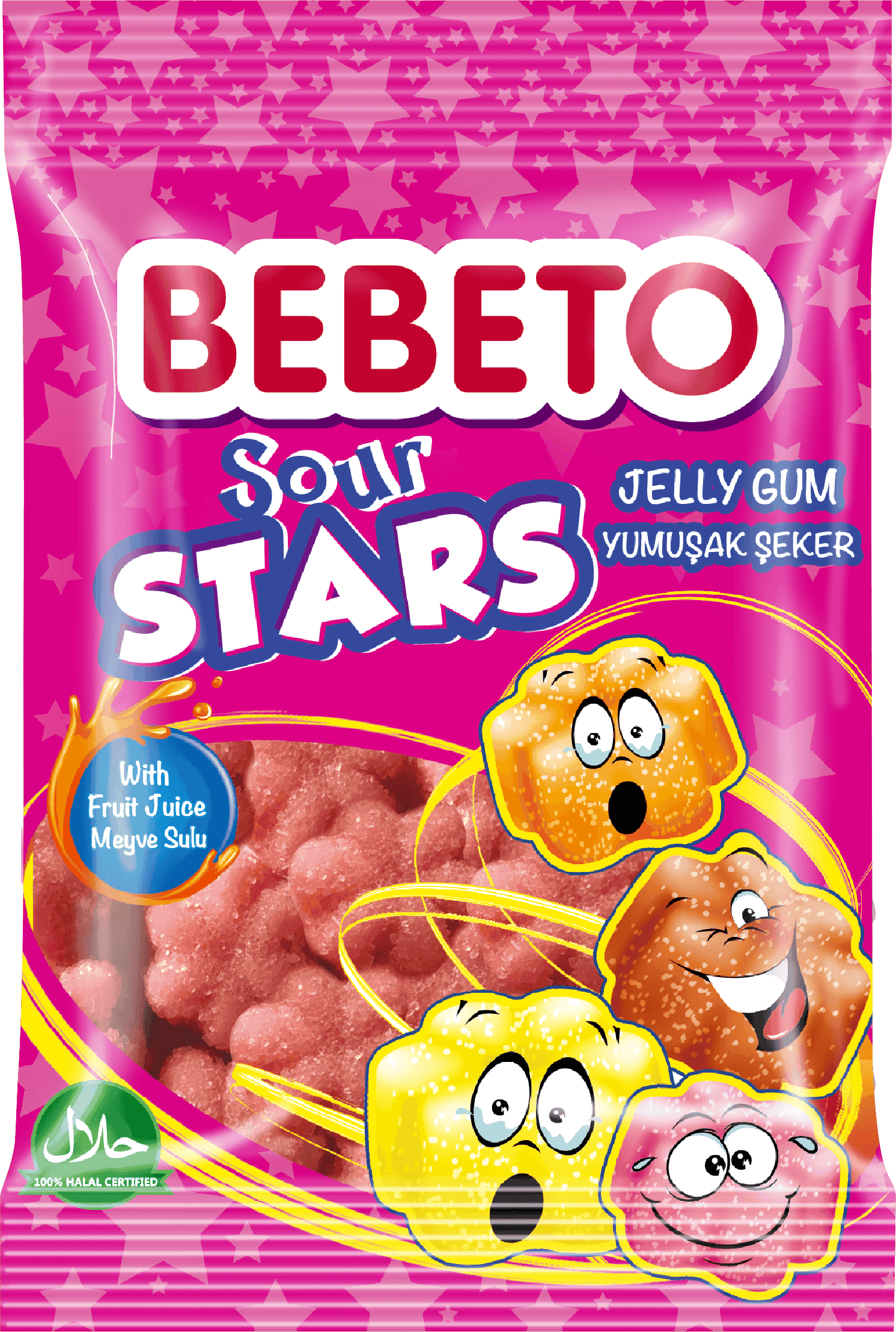 Kervan Gıda Bebeto Jelly Candy Sour Stars 40 grX12