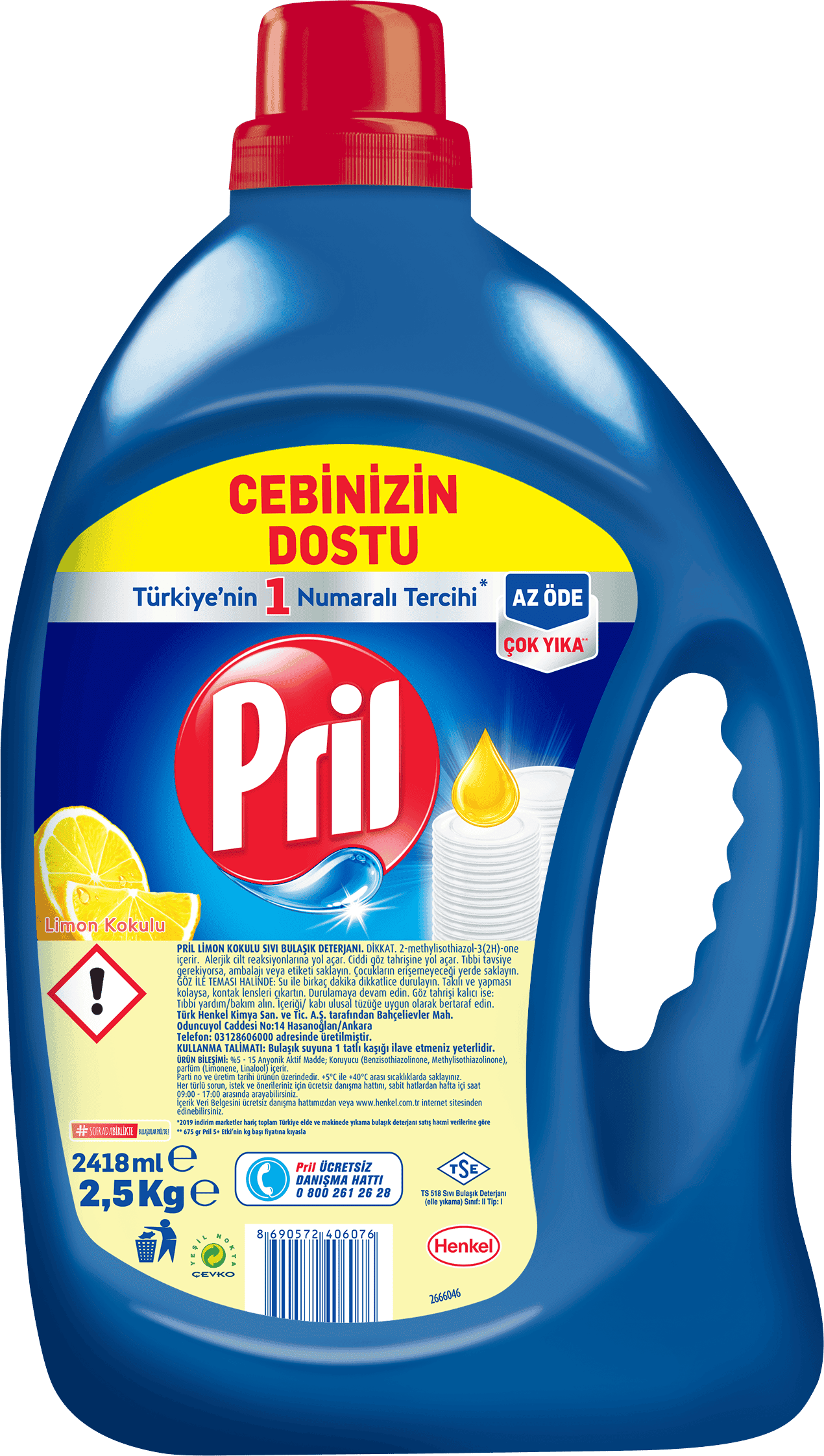 Pril Sıvı Bulaşık Deterjanı Limon 2.5 Kg